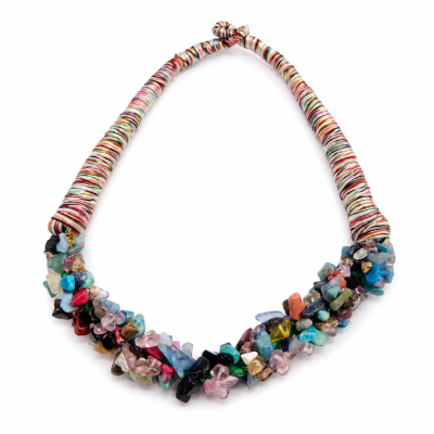 Collar Cordón Hilado y Piedra Mix Broche (Tira)1