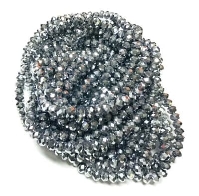 Cristal Electroplateado Silver Rondelle 4x3mm Extra Largo (Tira)