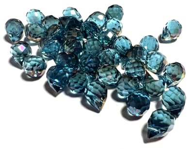 Gota Cristal Circón Azúl Satín Perforada 10x8mm (10 Unidades)