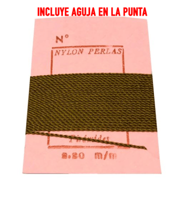 Hilo para Collar Café Oscuro con Aguja (Unidad)1