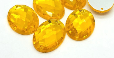 18x25mm Coubuchón Acrílico Amarillo Oval (10 Unidades)