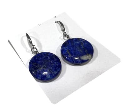 Aros Colgante Lapislázuli Redondo Plano (Par)1