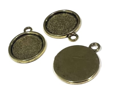 Base Colgante Metal Dorado Redondo 20mm (Unidad)