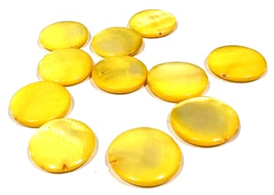 Discos Madre Perla Amarilla Natural 18mm (4 Unidades)