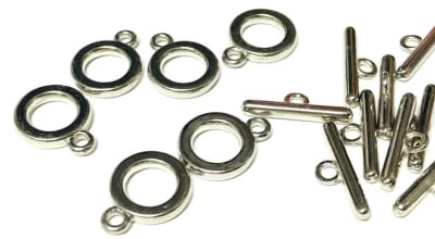 Broche Timón Barra Metal Plateado Plano 15mm (10 Unidades)