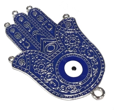 Base Collar Colgante Mano Fatima Metal Azúl XL 8 cms (Unidad)