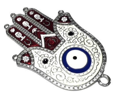 Base Collar Colgante Mano Fatima Metal Blanco-Burdeo XL 8 cms (Unidad)1