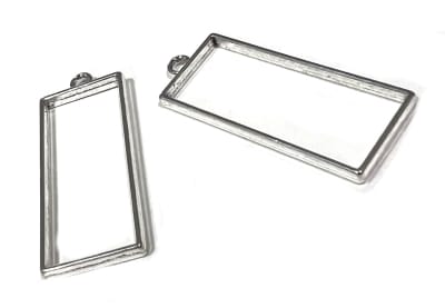 Base Colgante Metal Plateado Rectangular para Resina 43x20mm (Unidad)