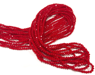 Cristal Rojo Oscuro Opaco Rondelle 4x3mm Extra Largo (Tira)1