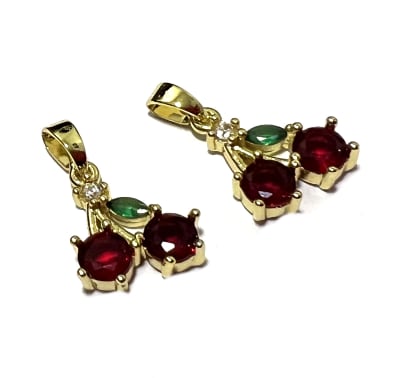 Mini Colgante 2 Guindas Baño Oro 18k 20mm (Unidad)1