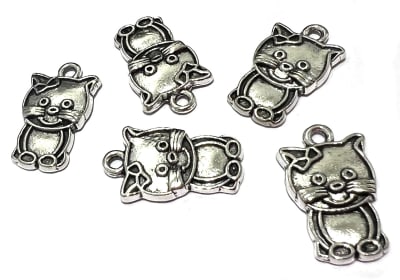 Colgante Plateado Gato 20x10mm (10 Unidades)
