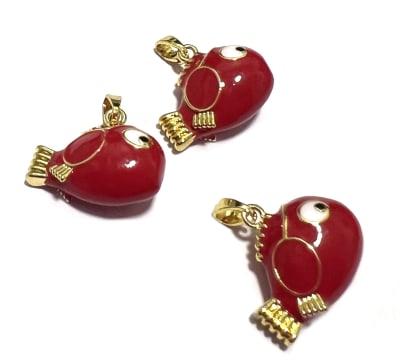 Colgante Ballena Esmalte Rojo y Baño Oro 18k 19mm (Unidad)1