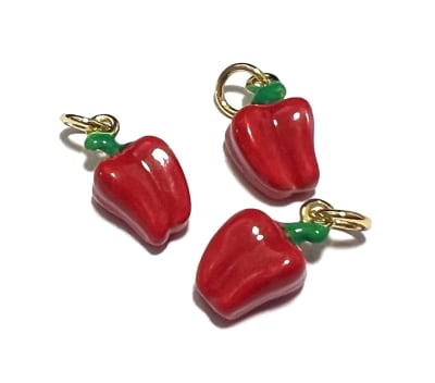 Colgante Pimentón Rojo Esmalte y Baño Oro 18K (Unidad)