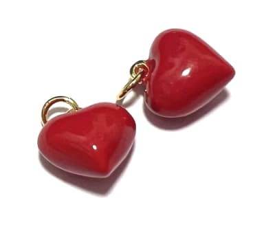 Colgante Corazón Rojo Esmalte y Baño Oro 18K (Unidad)