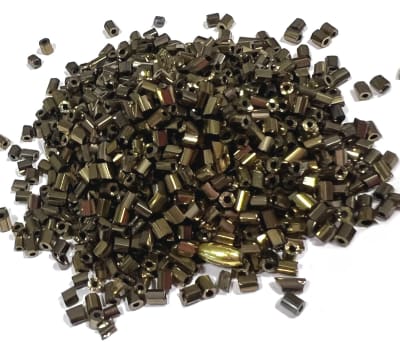 Mini Mostacilla Tubo Dorado Oscuro 3x2mm (50 gramos)