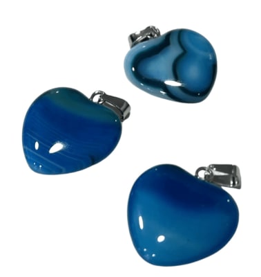 Colgante Agata Azúl Natural Corazón 18mm (Unidad)