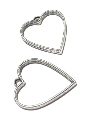Base Colgante Metal Plateado Corazón para Resina 30mm (Unidad)