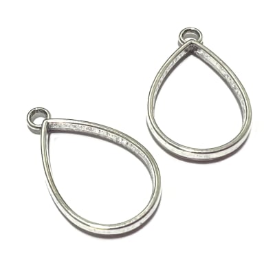 Base Colgante Metal Plateado Gota para Resina 32x20mm (Unidad)1
