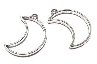 Base Colgante Metal Plateado Media Luna para Resina 38x24mm (Unidad)1