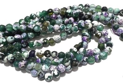 Agata Natural Fire Green 6mm Facetada Redonda (Tira)