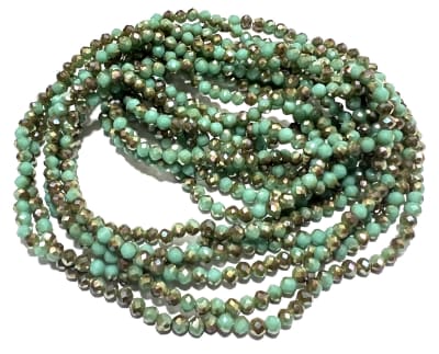 Cristal Green Turquesa Gold Opaco Rondelle 4x3mm (Tira)1