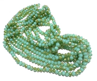 Cristal Green Turquesa Gold Opaco Rondelle 6x3mm (Tira)1