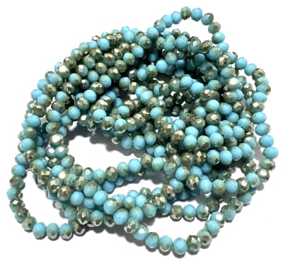 Cristal Blue Turquesa Gold Opaco Rondelle 6x3mm (Tira)