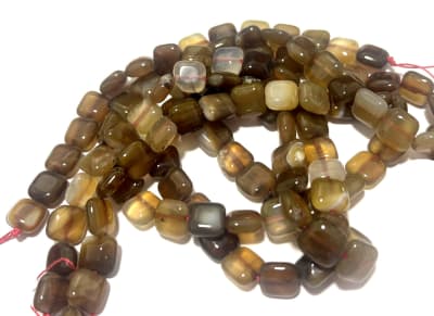 Agata Brown Natural Cuadro 9x9mm (Tira)