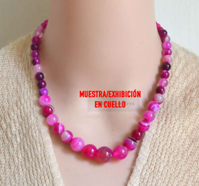 Agata Natural Fucsia Graduada 8-14mm Redondo (Tira)4