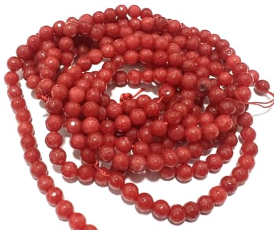 Agata Natural Coral Rosa 6mm Facetada Redonda (Tira)