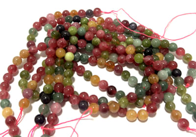 Jade Natural Turmalinada Lisa 6mm Redonda (Tira)