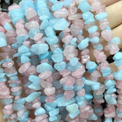 Cuarzo Natural Aguamarina Rosa Chip (Tira)2