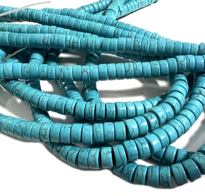 Turquesa Reconstitída Heishe 8x3mm (Tira)2