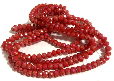 Cristal Rojo Opaco Satín Rondelle 8x6mm (Tira)