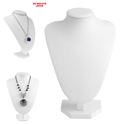 Cuello Exhibidor Collar Cadena Blanco Lujo 30x17 cms (Un)1