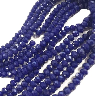 Cristal Azúl Oscuro Opaco Rondelle 6x3mm (Tira)