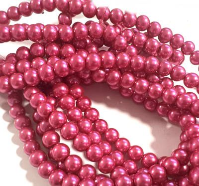 Perla Vidrio 6mm Fucsia Redondo (Tira)