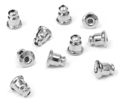 Tuerca Metal Plateada Barril (10 Pares)