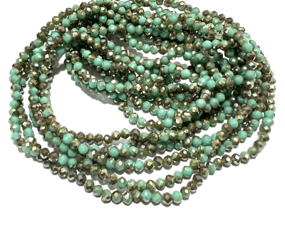 Cristal Green Turquesa Gold1 Opaco Rondelle 6x3mm (Tira)1
