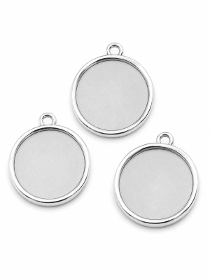 Base Colgante Metal Plateado Redondo 20mm (Unidad)1