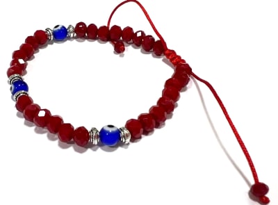 Púlsera Cristal Rojo Rondelle con Ojo Turco (Unidad)1