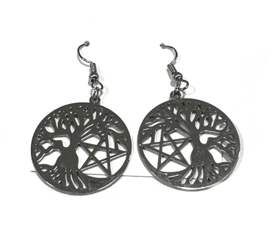 Aros Colgantes Acero Quirúrgico Árbol de la Vida  3cms Nº67 (Par)1