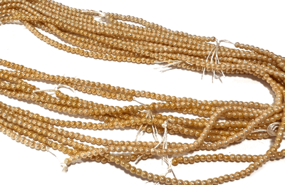 Perla Vidrio Mini Dorado Redonda 2mm (Tira)