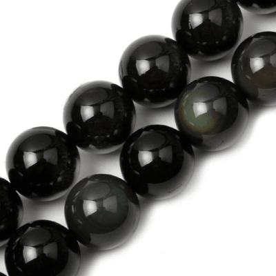 Obsidiana Negra Natural 4mm Redondo (Tira)