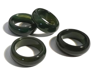 Anillos de Agata Verde Simil Jade Natural 27mm (Unidad)