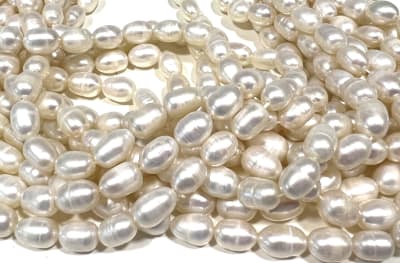 Perla Natural Arroz Crema Lisa 9x7mm (Tira)2