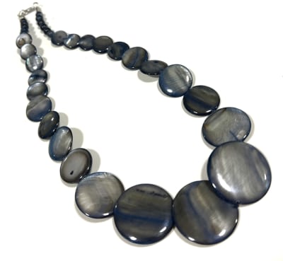 Collar Madre Perla Negra Disco Graduado 13 a 30mm (Tira)