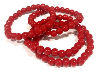 Pulsera Agata Roja Clara Elásticada 8mm (Unidad)