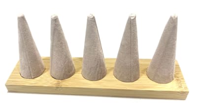 Exhibidor Anillos Madera Cuerina 5 Conos (Set)