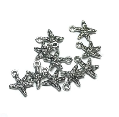 Colgante Plateado Estrella Mar 13mm (10 Unidades)